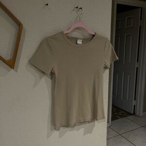 H&M Basics Short Sleeve Crewneck Tee - Beige